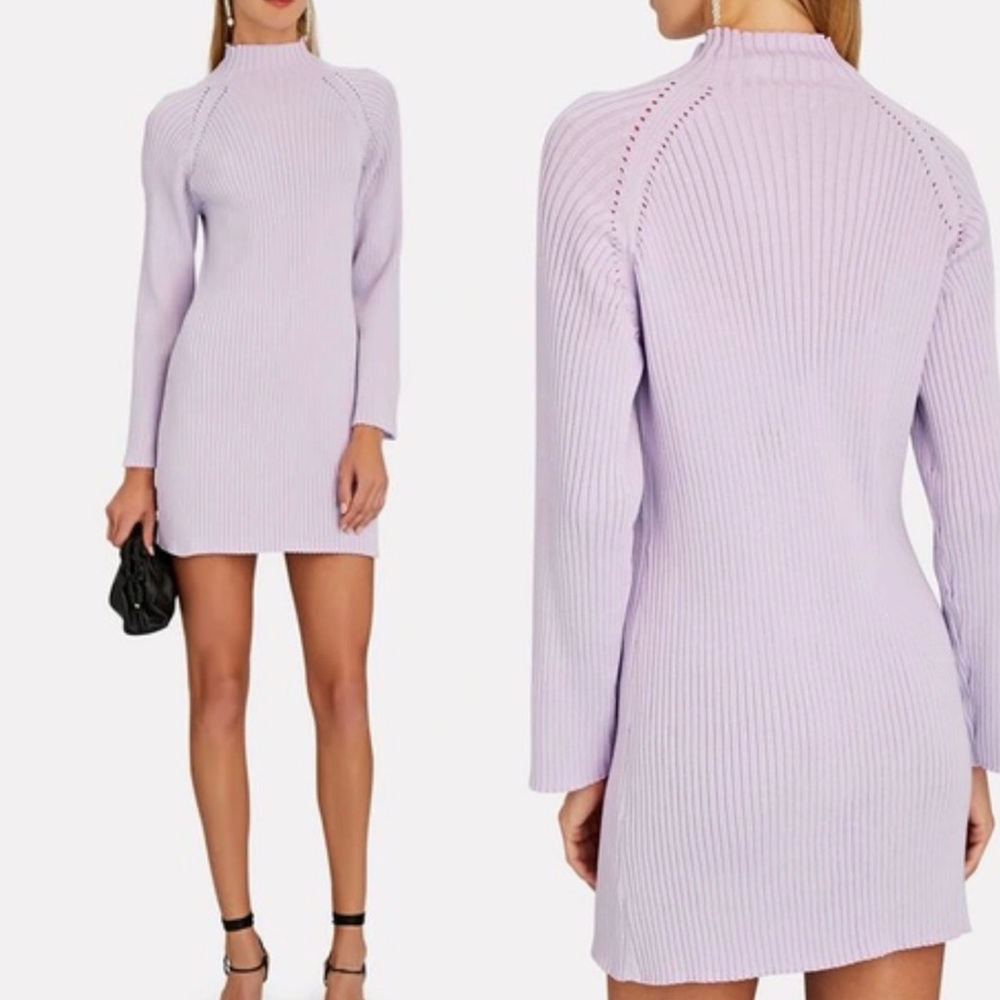Anna Quan Sadie Ribbed Knit Lavender Mini Dress - 4
